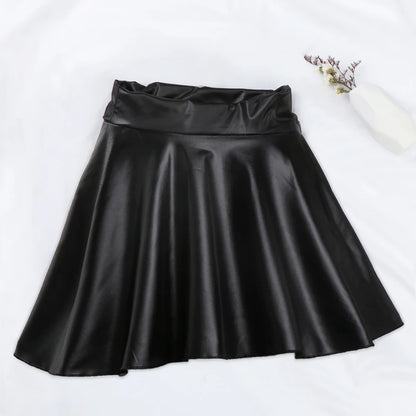 High Waist Elastic Mini Short Skirt Women Faux Leather Skirts - Smarsty