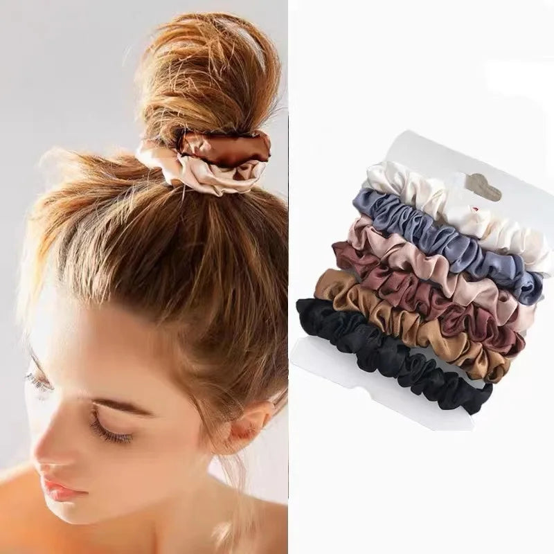 Silk Hair Scrunchies Pack Minimalist Damage Free Elastic - Smarsty