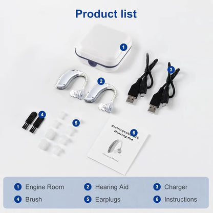 Rechargeable BTE Hearing Aid with Adjustable Tone - Smarsty