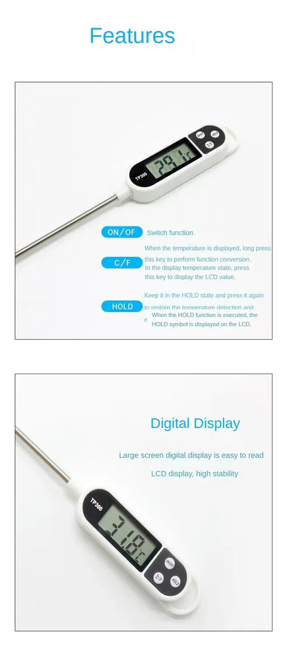Digital Kitchen Thermometer Instant Read Meat Temperature Probe for Cooking BBQ Food LCD Display