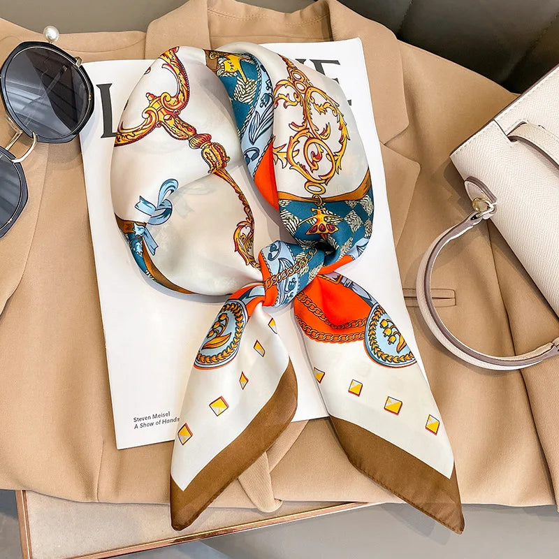 Satin Silk Square Scarf for Women Sun Protection - Smarsty