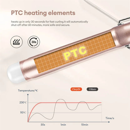 CkeyiN Professional Ceramic Hair Curler with Adjustable Temperature - Smarsty