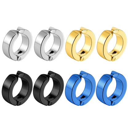 Stainless Steel Ear Clip Earrings No Piercing Black - Smarsty