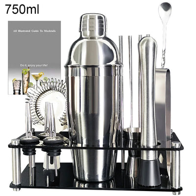 Boston Cocktail Shaker Bar Tool Set with Holder - Smarsty