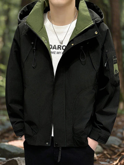 Waterproof Jacket Men Outdoor Softshell Zip Up Hooded Jacket Windbreaker Hiking Camping Coats Lightweight Spring Autumn Coats by Smarsty