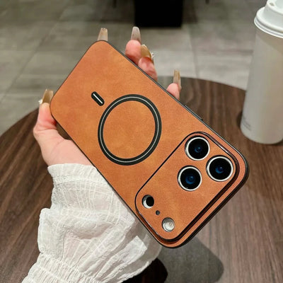 For Magsafe Leather Shockproof Phone Cases For iPhone 17 16 15 14 13 12 11 Pro Max 16e Plus Air Magnetic Wireless Charge Cover - Smarsty