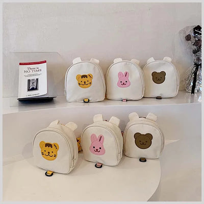 Canvas Baby Backpack Anti Lost Kids School Bag Bear Travel - Smarsty