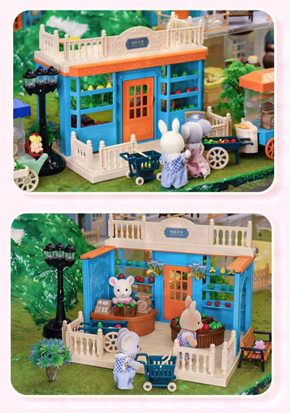 Girls kids Toys Miniature Dollhouse Furniture Shopping PlaySet DIY Family Games Supermarket Flower Store Pretend Toys by Smarsty