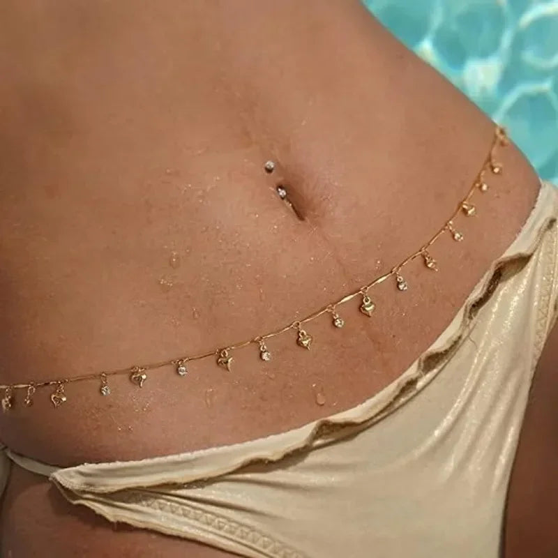 Versatile Peach Heart Body Chain for Summer Beach - Smarsty