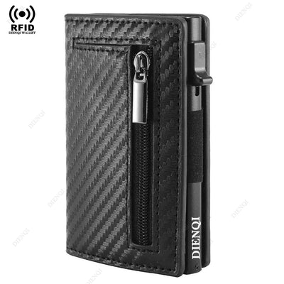 Magnetic Credit Card Holder Luxury Men Wallet Rfid Blocking Pop Up Minimalist Wallet Leather Bank Cardholder Case Vallet for Men - Smarsty
