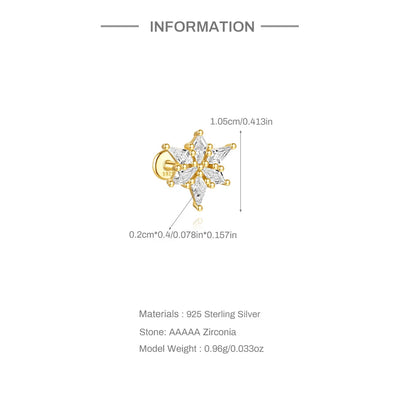 925 Silver Star Moon Zircon Stud Earrings Hypoallergenic - Smarsty