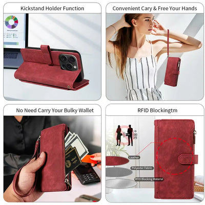 PU Leather Phone Case for Samsung Galaxy S25Edge Ultra S24 S23 S22 S21 S20 S10 S9 S8Plus FE Note20 Flip Wallet Style Phone Cover - Smarsty