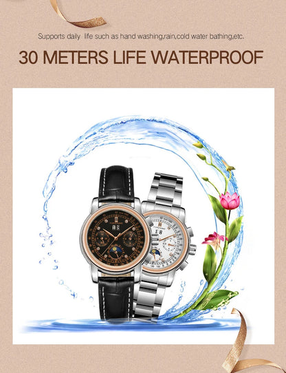 Luxury Women's Automatic Mechanical Wrist Watch with Diamond Moon Phase - Smarsty
