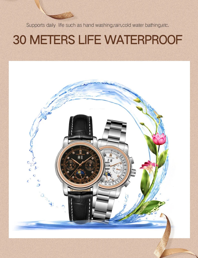 Luxury Women's Automatic Mechanical Wrist Watch with Diamond Moon Phase - Smarsty
