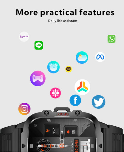Rugged Military Smart Watch for Men with Bluetooth Calling - Smarsty