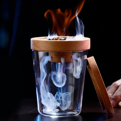 Glass Top Smoker Cocktail Smoker Kit With 4PCS Wood Chips Bartender Accessories For Whiskey Drinks Smoking Gift Kit for Men - Smarsty