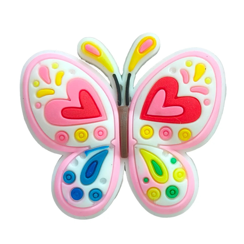 1Pcs PVC Pink Heart Shoe Charms Cute Animal Shoe Decorations Pins for Women Girls Sandal Buckles Accessories Gift