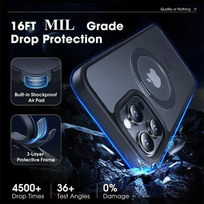 Metal Ring Stand Matte Magnetic Case for Magsafe IPhone 17 Air 15 14 13 12 11 16 Pro Max Plus with Lens Protector Mac Safe Cover