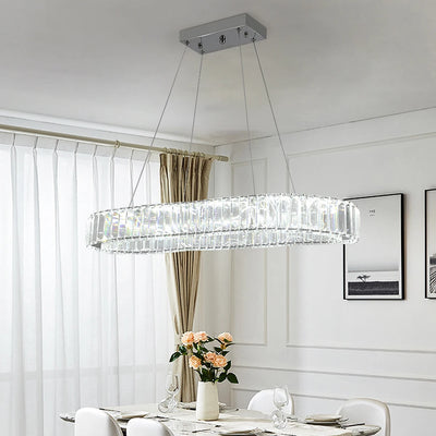 VETRULUS Modern Luxury Crystal Oval Design Led Chandelier Ceiling Lamp Nordic Pendant Hanging Light Fixture Living Bedroom Hotel