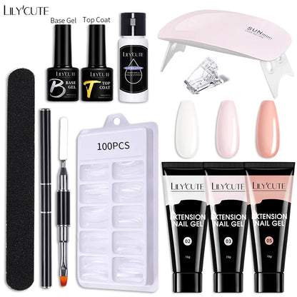 LILYCUTE Nail Gel Set with 6W LED Lamp for Quick Manicure - Smarsty
