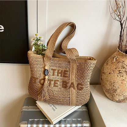 French Style Large Capacity Woven Straw Tote Bag For Women - Smarsty
