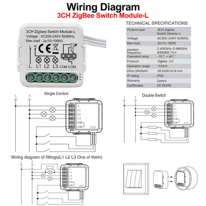 GIRIER Tuya ZigBee Smart Switch Module No Neutral Required - Smarsty