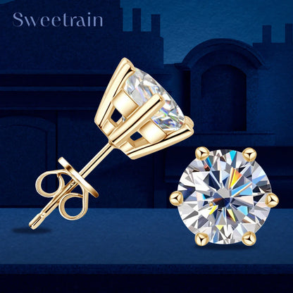 Moissanite Stud Earrings 0.5-2ct 18K Gold Plated Luxury - Smarsty