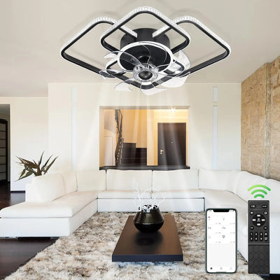 27" Ceiling Fans with Lights Remote Dimmable LED Light 6 Speed Adjustable Fan for Bedroom Living Room Decoration