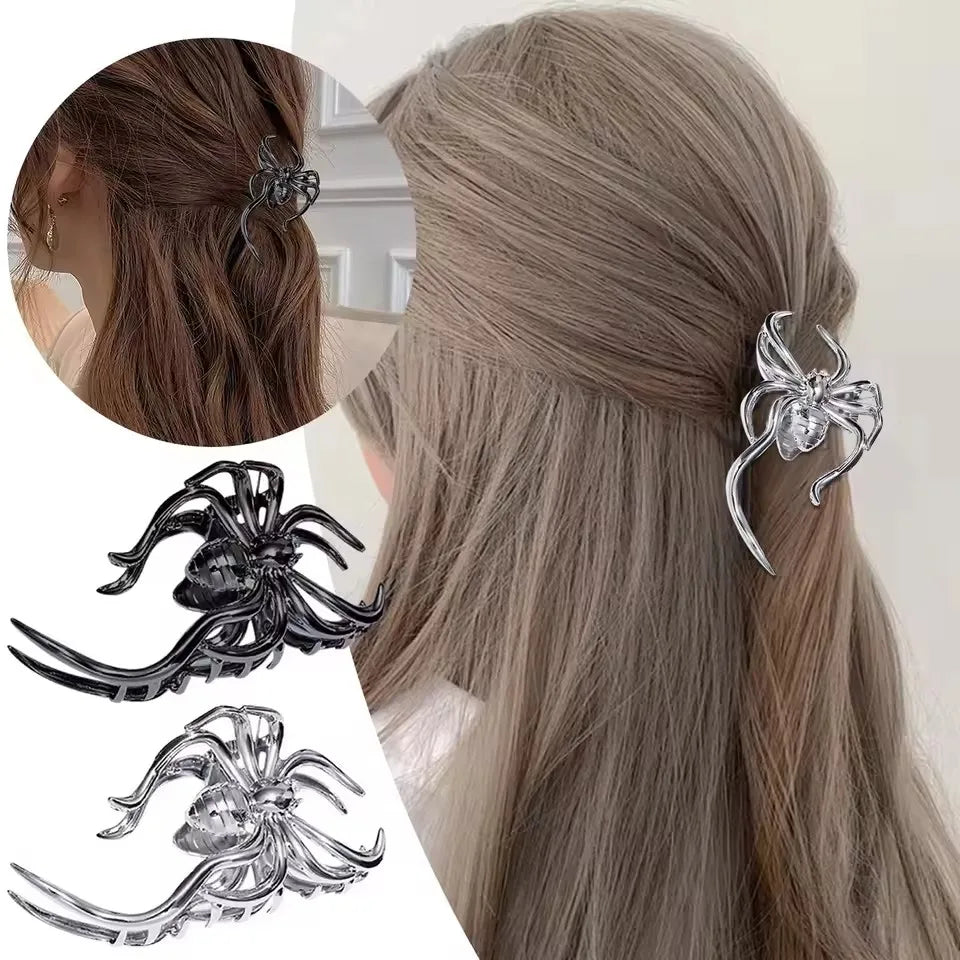 Gothic Spider Pearl Metal Hair Claw Clip Strong Hold - Smarsty