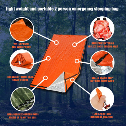 Emergency Sleeping Bag Ultra Waterproof Mylar Thermal Blankets Lightweight Survival Sleeping Bag Keep Warm for Camping Hiking by Smarsty