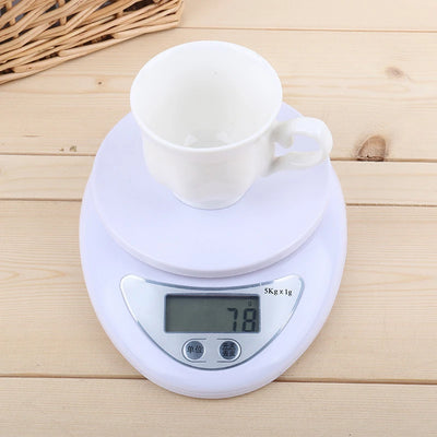 LED Portable Digital Kitchen Scale with Tray 5kg Capacity - Smarsty