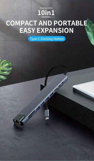 USB C Hub 4K30Hz Dock With HDMI RJ45 Ethernet PD100W - Smarsty