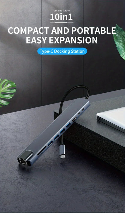 USB C Hub 4K30Hz Dock With HDMI RJ45 Ethernet PD100W