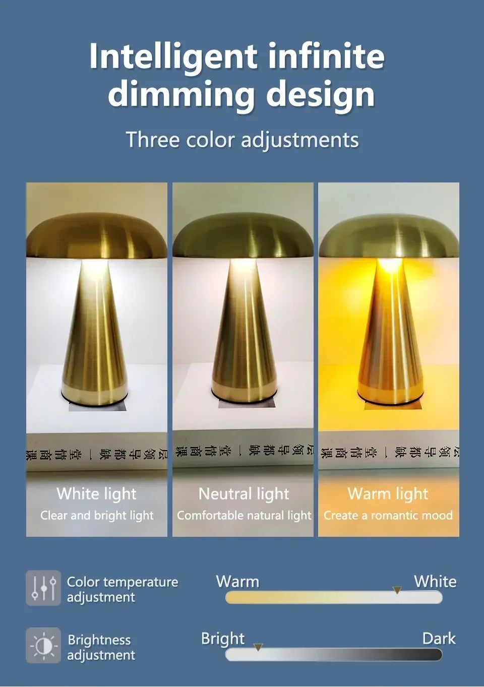 Retro Mushroom LED Touch Sensor Table Lamp for Bedroom Decor - Smarsty