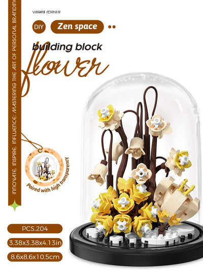Micro particle building block bouquet handmade gift, children's puzzle toy handmade DIY sunflower desktop decoration ornament - Smarsty
