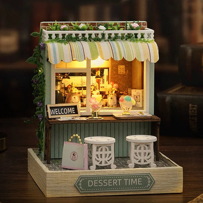 DIY Miniature Dollhouse Kits Hourly Light Studio House Sea Villa Wooden Doll House With Furniture Building Kids Toys Xmas Gifts by Smarsty