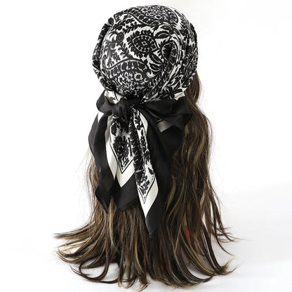 Bohemian Floral Print Silk Scarf for Women Sun Protection - Smarsty