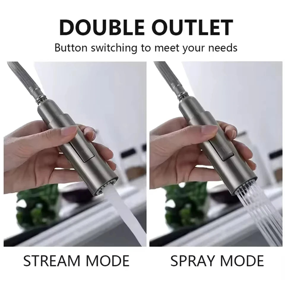 Stainless Steel Pull-Out Kitchen Faucet with Hot and Cold Water - Smarsty