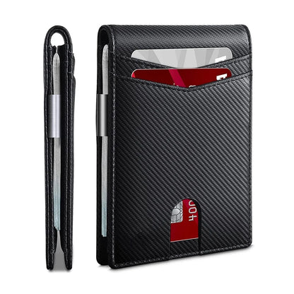 Rfid Carbon Fiber Luxury Men Wallets Money Bag Slim Thin Man Card Holder Wallet for Men Small Short Purse Male Vallet Billfold - Smarsty