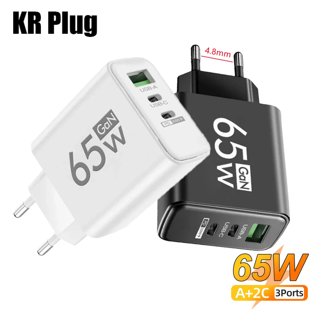 Three Port USB C PD Charger Fast Charge Wall Adapter - Smarsty
