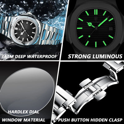 Luxury Waterproof Quartz Men Watch with Luminous Dial - Smarsty