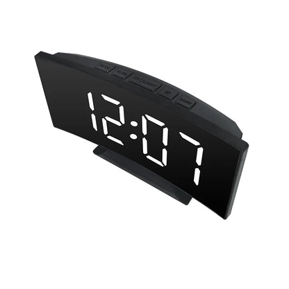 LED Curved Alarm Clock with Dual-purpose Mirror Display - Smarsty