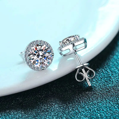Sterling Silver Moissanite Stud Earrings 1 Carat Sparkle - Smarsty