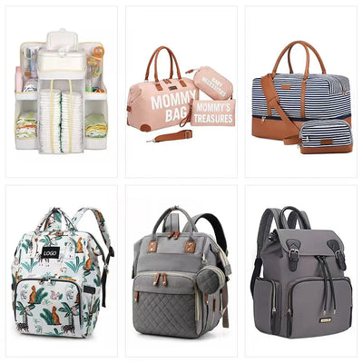 Fashionable Mommy Bag Folding Baby Bed Mother Large Capacity Portable Milk Bottle Diaper Double Shoulder Mom's Bag by Smarsty