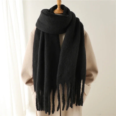 Winter Scarf for Women Cashmere Warm Solid Pashmina Blanket Wraps Female Thick Soft Bufanda Big Tassel Shawl Long Poncho Echarpe - Smarsty