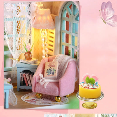 DIY Mini Wooden Doll House Assembly Building Model Pink Princess Villa Architecture Kit 3D Puzzle Dollhouse With Furniture Gifts by Smarsty