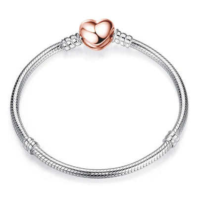 Sterling Silver Heart Moon Star Pendant Bracelet - Smarsty