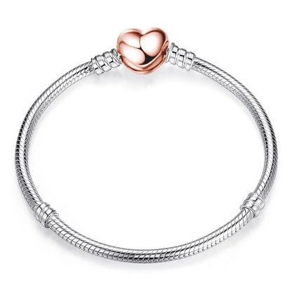 Sterling Silver Heart Moon Star Pendant Bracelet - Smarsty