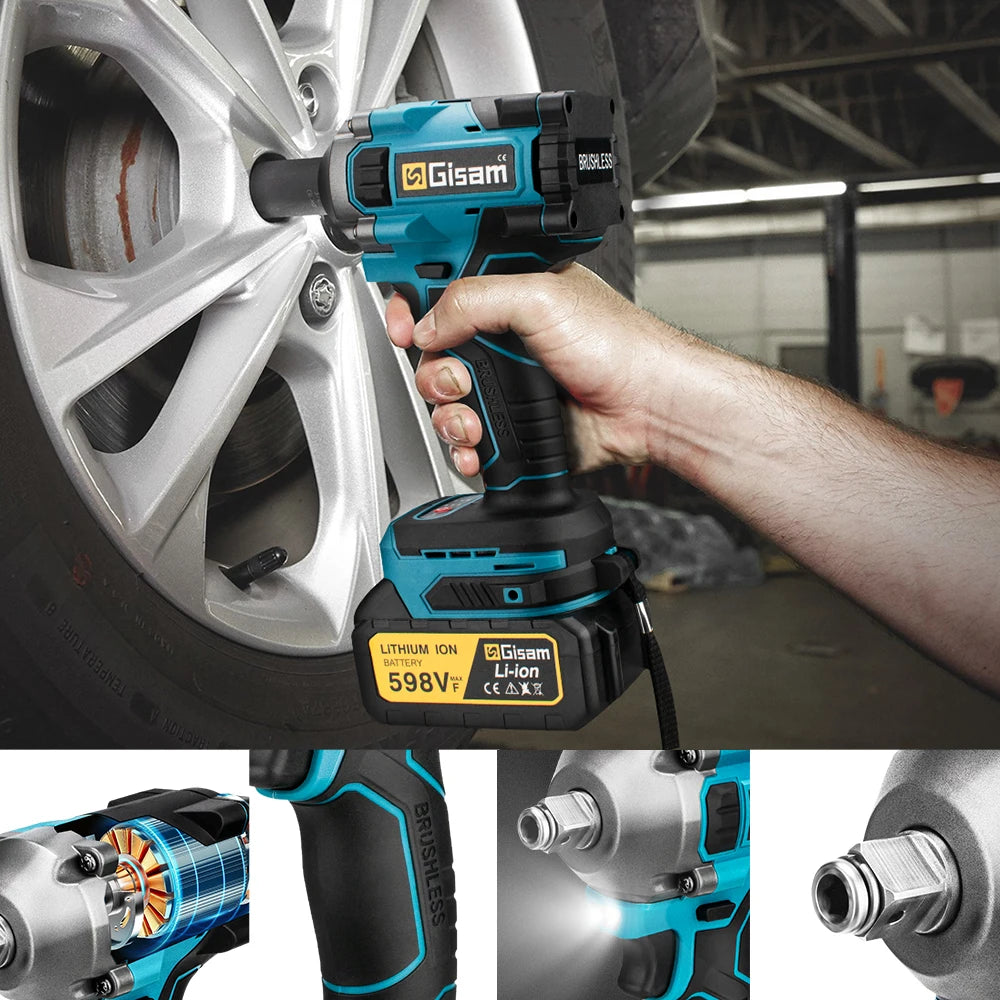 1000N M Brushless Electric Impact Wrench Cordless Power Tool - Smarsty