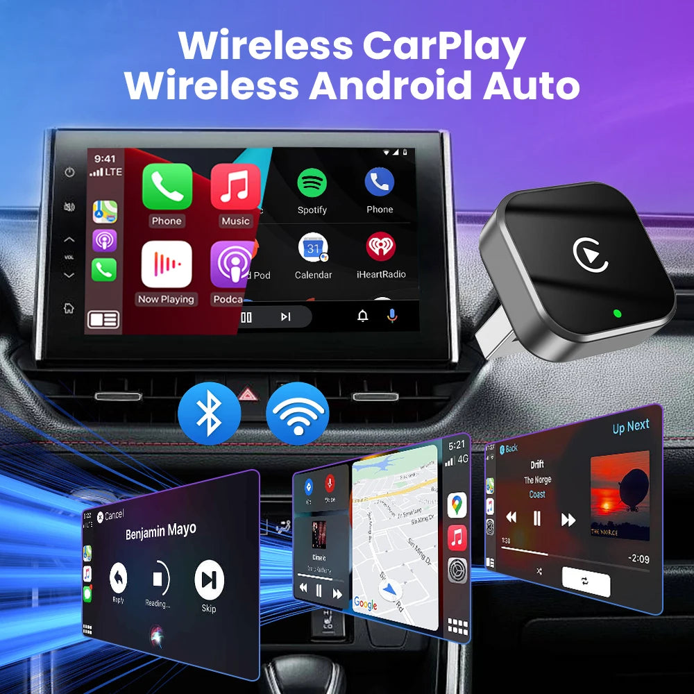 2in1 Wireless CarPlay And Android Auto Adapter Plug And Play - Smarsty